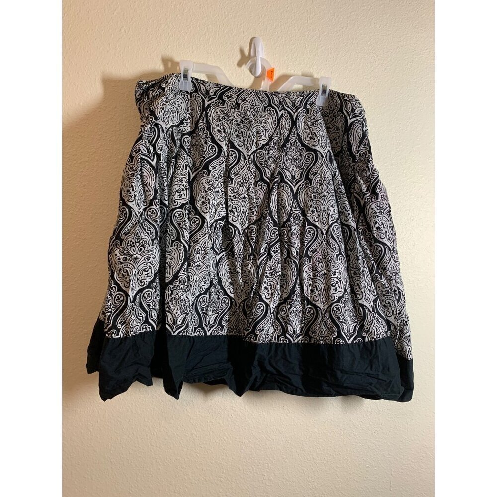 Apt 9 Cotton Damask Print Skirt Black/ White Womens Plus Size 22W LS9